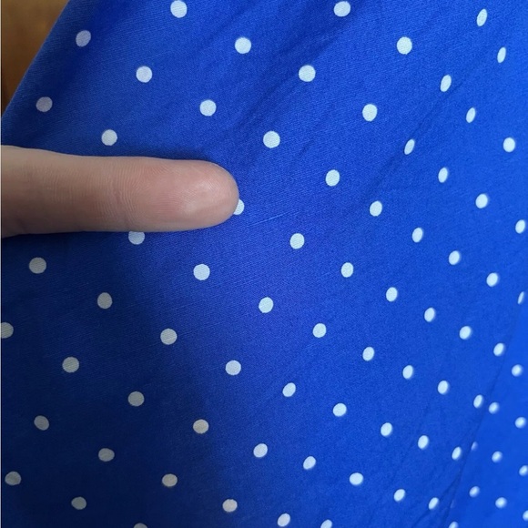 Hell Bunny Vixen Blue White Polka Dot Halter Swing Dress Size Large - Picture 9 of 16